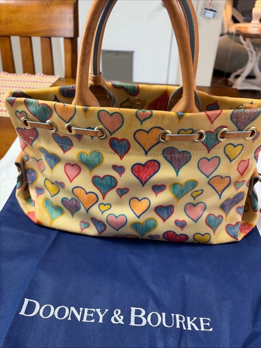 Dooney & Bourke Yellow Multicolor Heart Tote